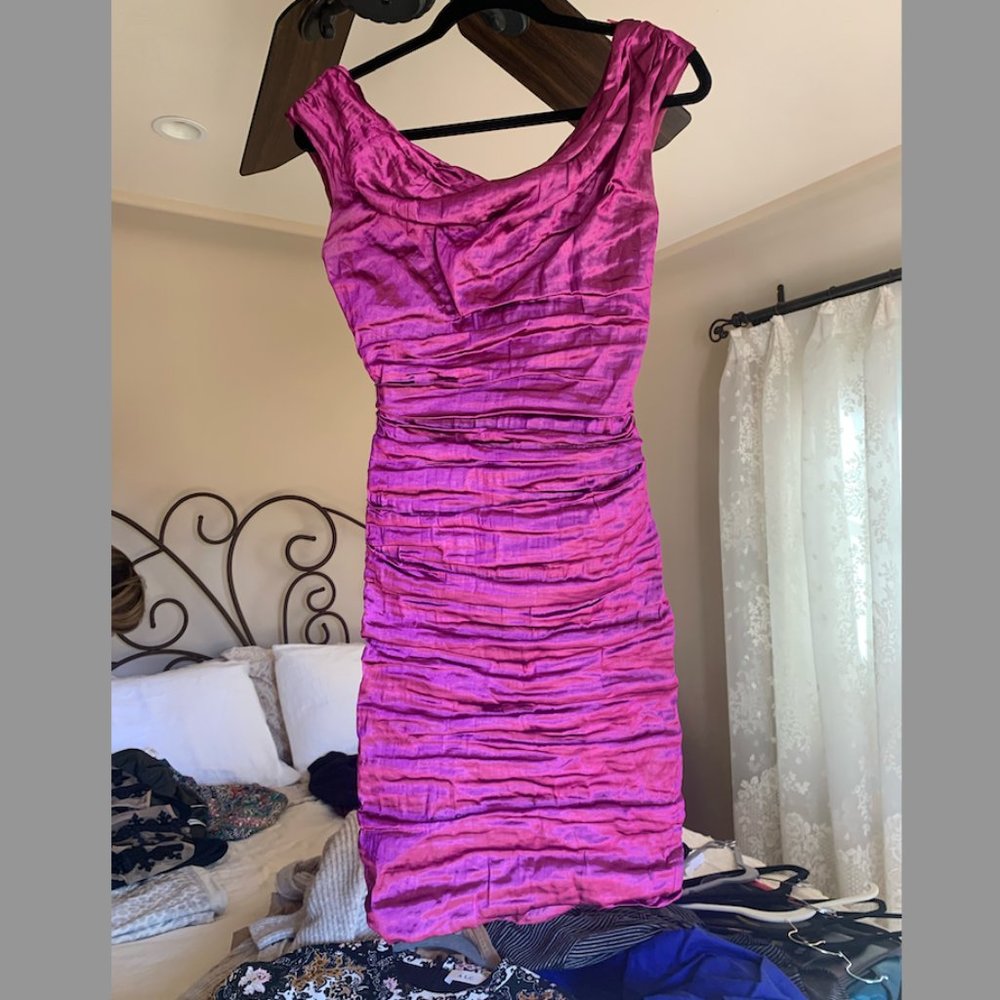 Nicole Miller Deep Pink Textured Dress